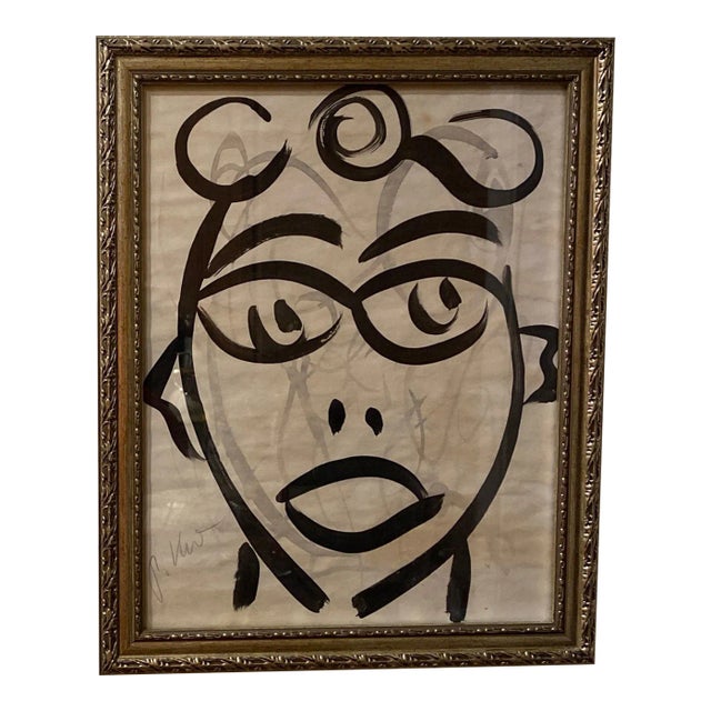 Peter Keil Original Black & White Abstract Portrait Painting For Sale