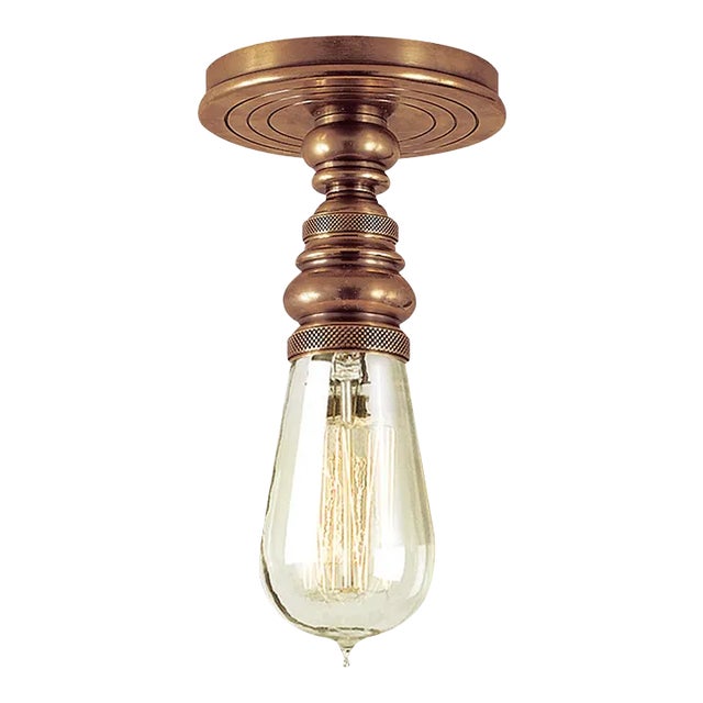 Chapman & Myers for Visual Comfort Signature Boston Single Flush Mount in Hand-Rubbed Antique Brass For Sale