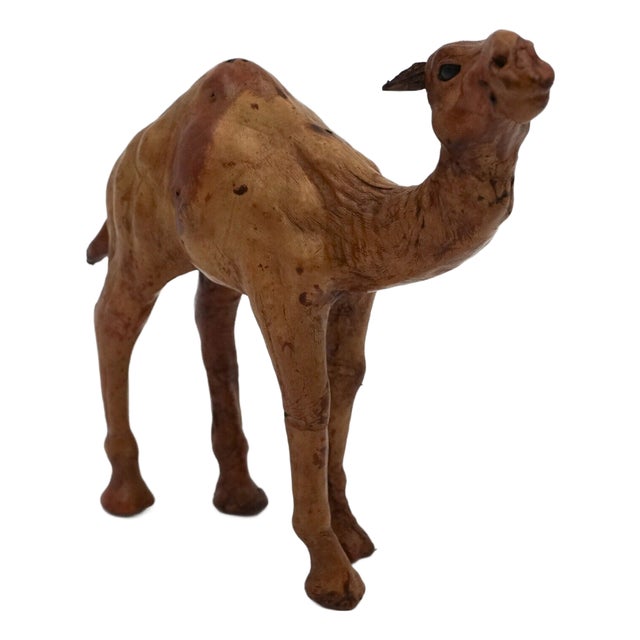 Camel Sculpture with Aged Leather on Hand Carved Wood from Libertys London For Sale
