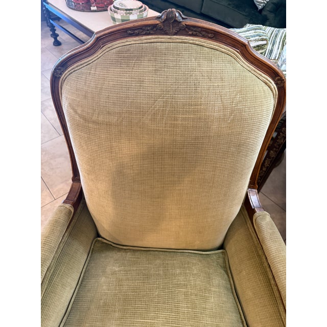 Antique French Hand Carved Walnut Bergere Chair For Sale - Image 4 of 12