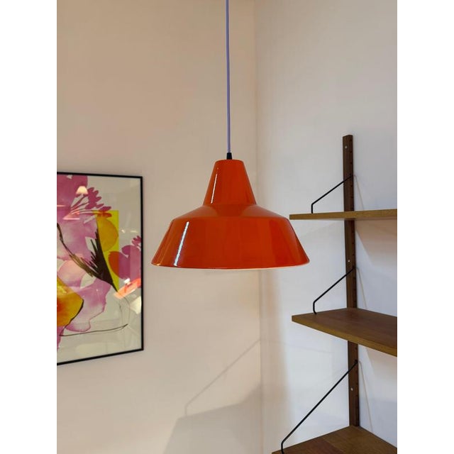 Industrial Hanging Lamp in Orange-Red Enamel by Louis Poulsen For Sale - Image 11 of 11