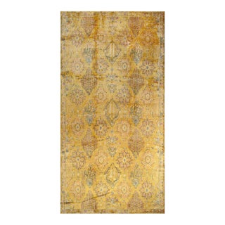 Rare and Beautiful Floral Design on Yellow-Mustard Background Color Antique Indian Lahore Rug For Sale