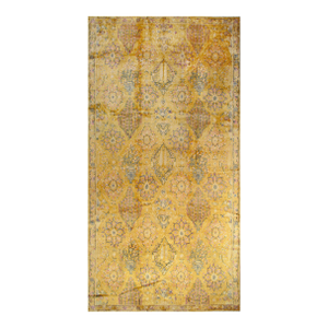 Rare and Beautiful Floral Design on Yellow-Mustard Background Color Antique Indian Lahore Rug
