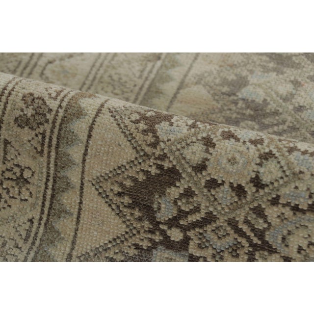 Antique Persian Malayer Rug in Brown and Cream With Geometric Pattern - Rug & Kilim For Sale In New York - Image 6 of 7