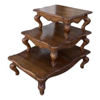 Dessin Fournir Italian Walnut Three Step Side Table For Sale