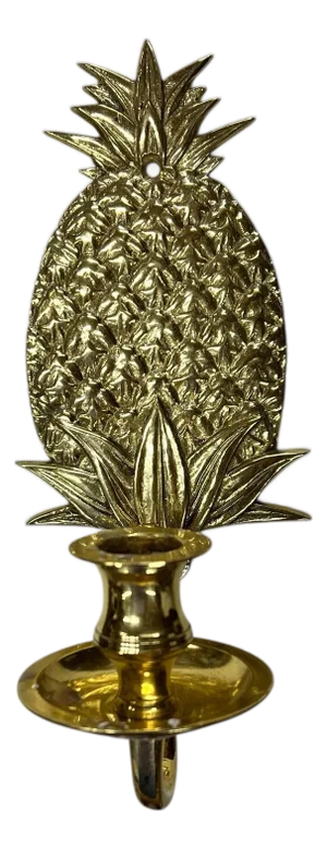 Vintage Brass Pineapple Wall Mount Candleholder