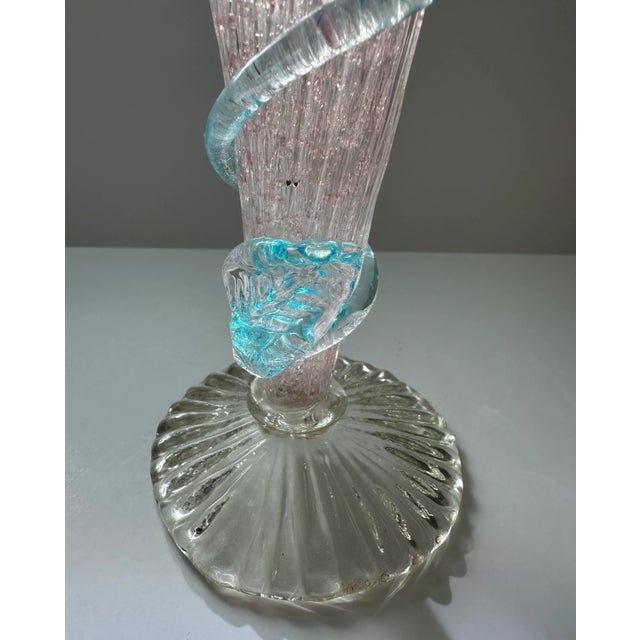 Glass Venetian Pink Murano Overshot Glass Epergne Vase For Sale - Image 7 of 8
