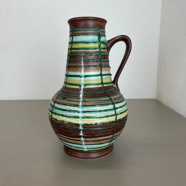 Pottery ceramic vase Producer: BAY Ceramic, Germany Decade: 1970s : Original vintage 1970s pottery ceramic vase made in...