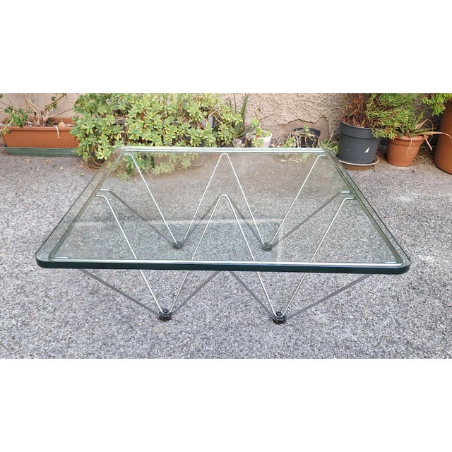 Coffee Table in Chromed Iron with Glass Top Alanda Style by Paolo Piva, 1970s For Sale - Image 6 of 6