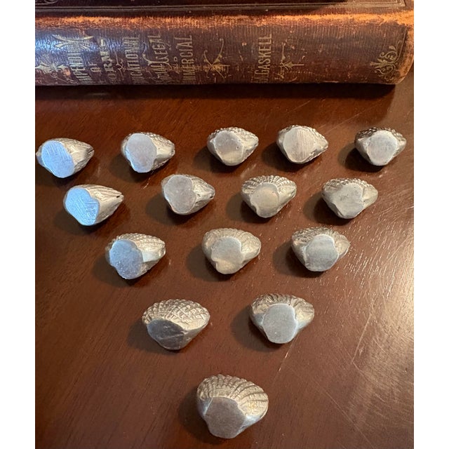 Vintage Bombay Company Silver Toned Coastal Clam Shell Place Card Holders — Set of 15 Palm Beach Regency Coastal Dinner Party Must Have For Sale - Image 4 of 8