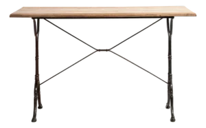 Cast Iron Bistro Table with Oak Top, Antique, France, 20th Century