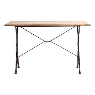 Cast Iron Bistro Table With Oak Top France Mid 20th Century For Sale