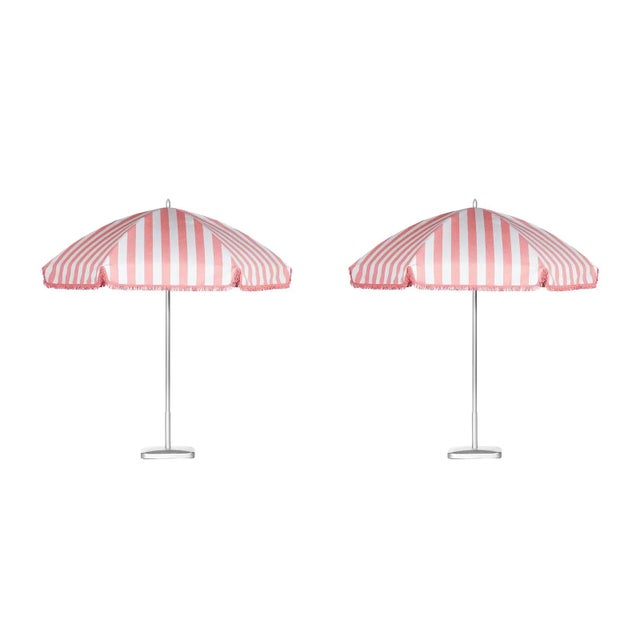 Contemporary Monte Carlo Pink 9' Patio Umbrella, Pink & White, Set of 2 For Sale - Image 3 of 3