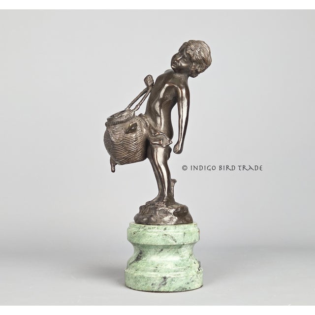 Early 20th Century Antique Reproduction of Auguste Moreau's the Water Bearer Sculpture on Marble Base For Sale - Image 5 of 11