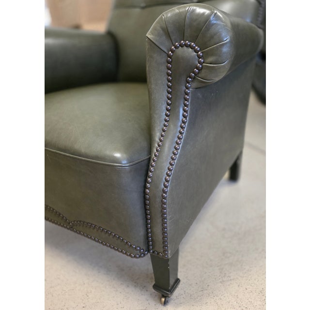 Traditional Leather Lounge Chair With Nailhead Detail For Sale - Image 3 of 7