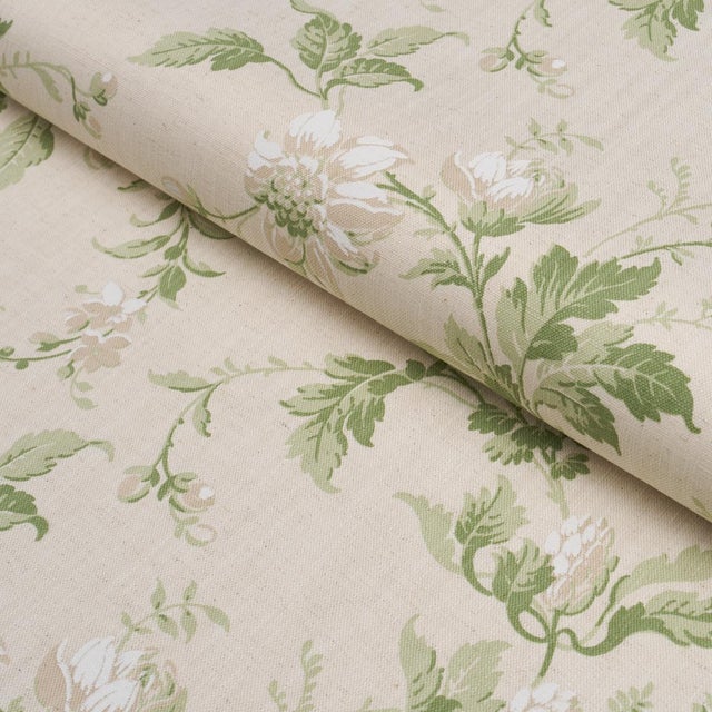 English Borastepeter Blomslinga Fabric In Leaf For Sale - Image 3 of 4