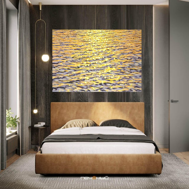 Light. Amber Evening.Original Modern Hand Painting For Sale - Image 9 of 10