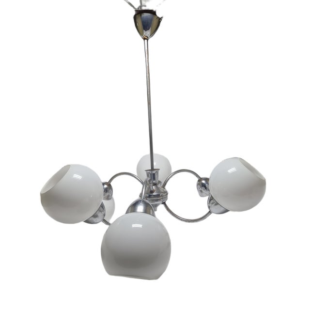Art Deco Style Chandelier, Poland, 1960s, in Very Good conditions. Designed 1970 to 1979 European Plug (up to 250V).The...