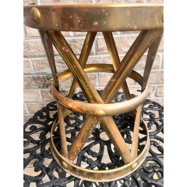 Vintage Mid Century Sarreid Style Brass Stool For Sale - Image 4 of 6