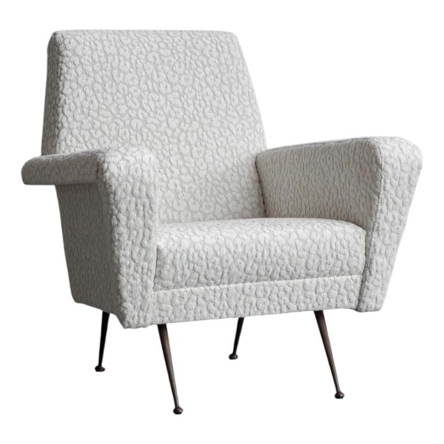 Mid-Century Modern Leopard Armchair with Brass Legs, 1950s For Sale