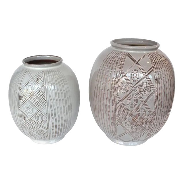 Vintage Dutch Ceramic Vases by Wim Visser for Sphinx, 1950s, Set of 2 For Sale