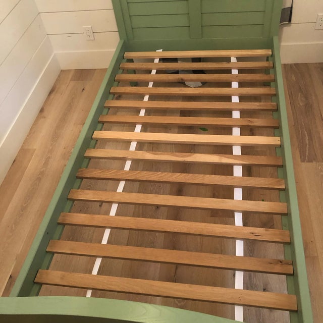 Charming hand-crafted clapboard twin-sized bed from Vermont Tubbs. Includes a detachable spindle guard rail allowing it to...