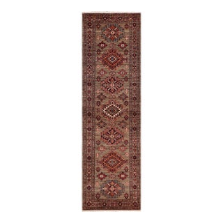 Southwestern Super Kazak Gray Wool Runner - 2'6'' X 9'6'' For Sale