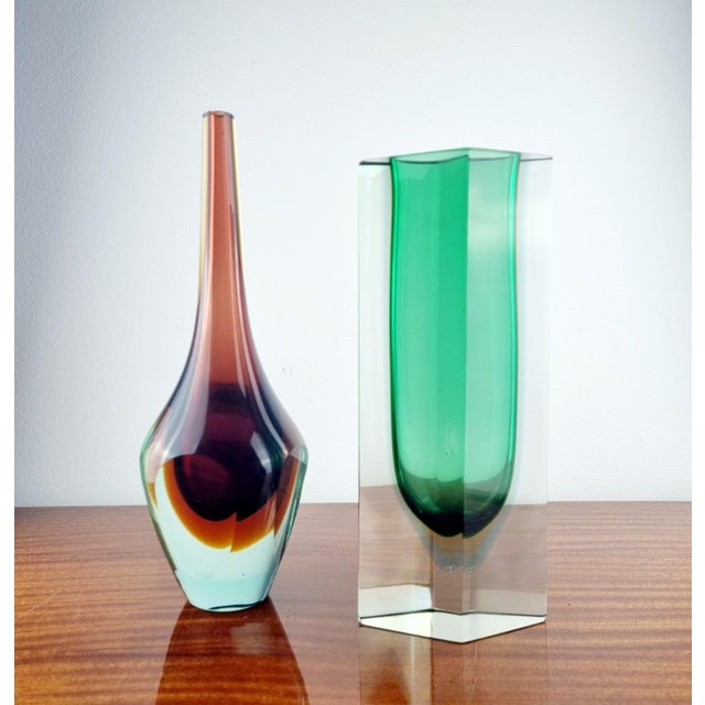 Green Murano Sommerso Glass Vase by Flavio Poli for Alessandro Mandruzzato, Italy, 1970s For Sale - Image 7 of 9