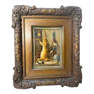 Antique 1800s Realism William Cruikshank Hunting Trophy Rabbit Duck Oil Painting For Sale
