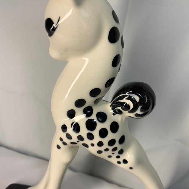 1950s Vintage Mid-Century Modern Black-and-White Spotted Deer/Doe Ceramic Figurine Attributed to Royal Haeger For Sale - Image 5 of 8