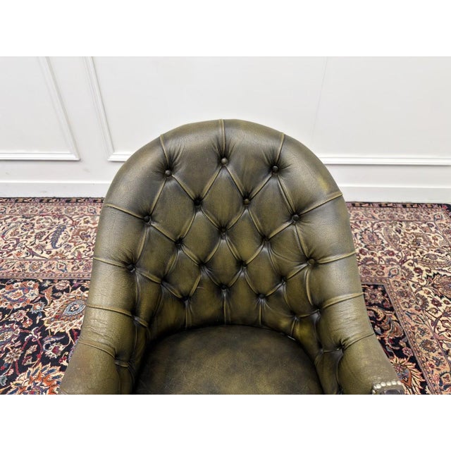 English Green Chesterfield Desk Chair For Sale - Image 5 of 10