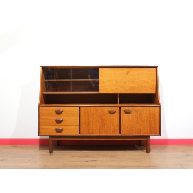 Mid Century Modern Vintage Teak Highboard Credenza Buffet by Stonehill Danish Style For Sale In Greensboro - Image 6 of 15