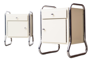 Vintage Tubular Steel Bedside Tables, 1950s, Set of 2