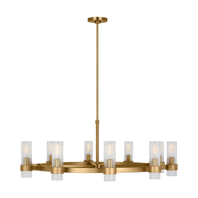 2020s Chapman & Myers by Visual Comfort Studio Geneva 10-Light Large Chandelier in Burnished Brass For Sale - Image 5 of 5