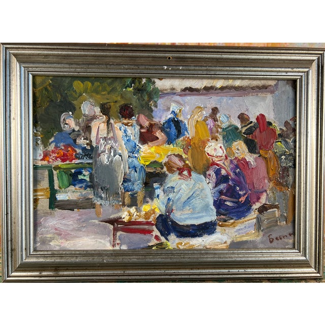 Iakov Besperstov, Market Scene in Murom, 1981, Oil on Hardboard, Framed For Sale - Image 11 of 11