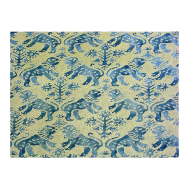 Vintage Mariano Fortuny Fabric Draperies Famed Sister Parrish Library-Fabric "Richelieu' Pattern Blu For Sale
