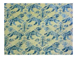 Vintage Mariano Fortuny Fabric Draperies Famed Sister Parrish Library-Fabric "Richelieu' Pattern Blu