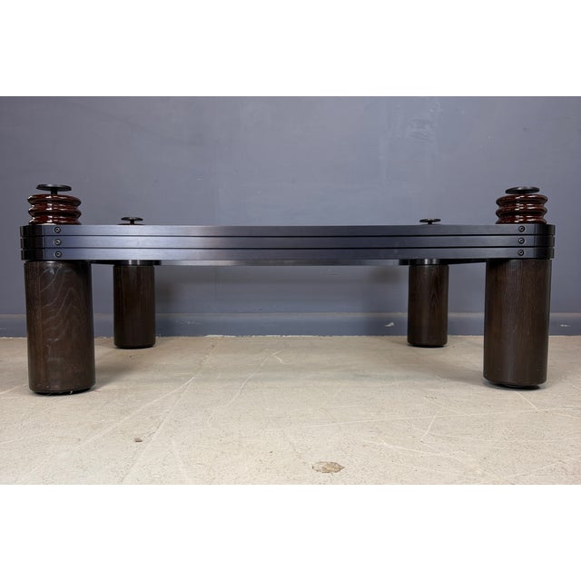 Postmodern Kaiser/Newman Coffee Table W/Porcelain Insulators, Black Aluminum and Wood Base For Sale - Image 3 of 10