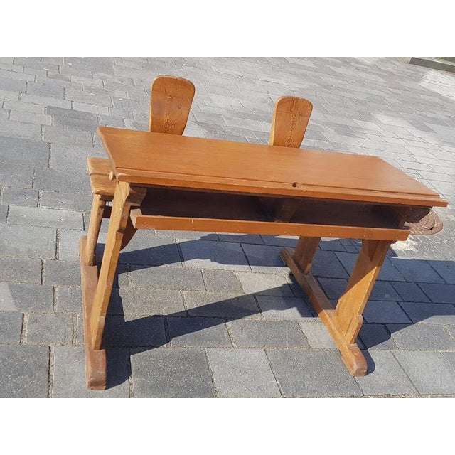 Antique Scandinavian Wooden School Bench, in Good conditions. Designed 1920 to 1949