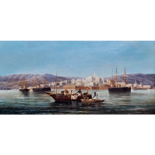 Italian Anton Schoth-Fishermen in Italian Village Seashore-19th Century Oil Painting For Sale - Image 3 of 9