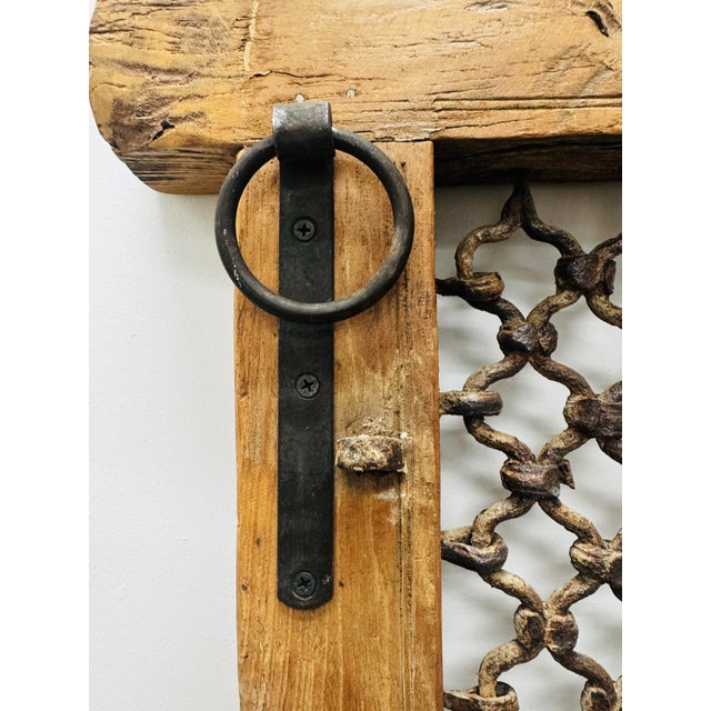 Vintage Wood and Metal Indian Jali Window For Sale In Greensboro - Image 6 of 7