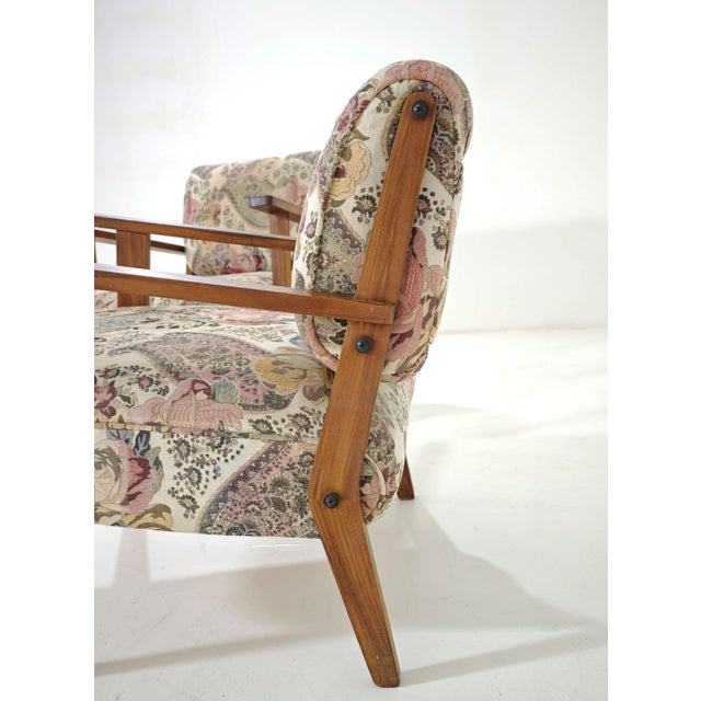Mid-Century Modern Wooden and Floral Fabric Armchairs, 1960s, Set of 2 For Sale - Image 13 of 14