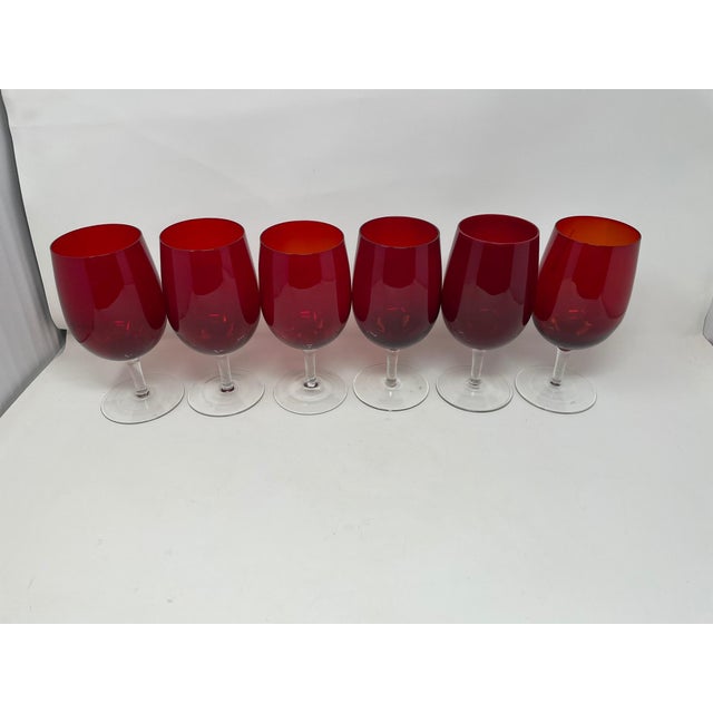 Vintage Ruby Red Glass Stemmed Goblets Wine or Water Set of 6 Chairish