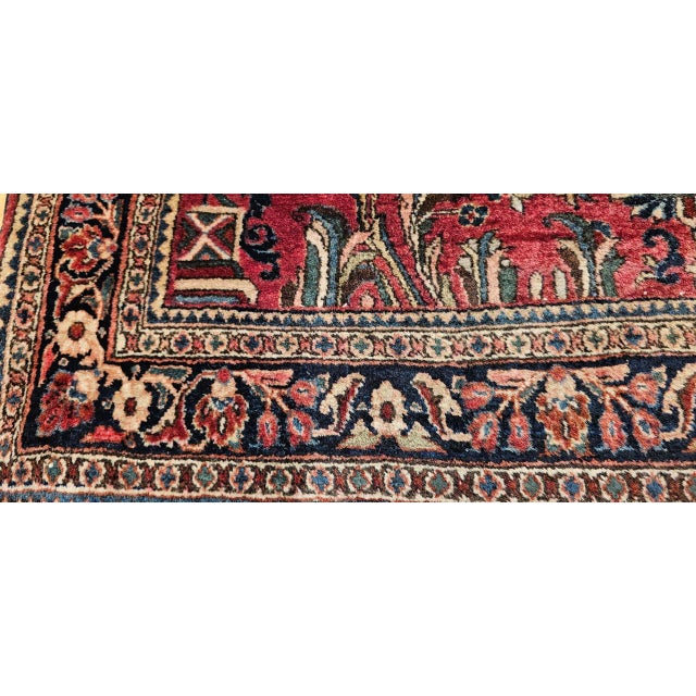 Antique Persian Sarouk Area Rug, Hand-Knotted Wool, Allover Floral Pattern, 3x5, Red & Navy For Sale - Image 16 of 16