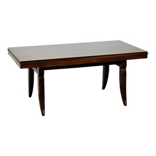 Art Deco Dining Table in Walnut and Diamond Marquetry, 1940s For Sale