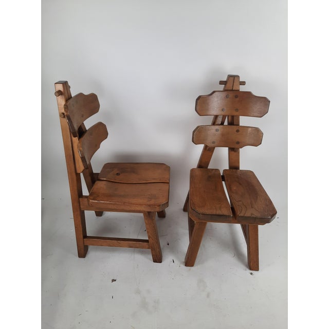 Brutalist Oak Dining Chairs, 1980s, Set of 2 For Sale - Image 4 of 9