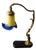 Antique Brass and Marble Pate De Verre Table Lamp, France, 1920s For Sale