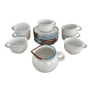 Vintage Dansk Mesa White Sand Cups and Saucers - Set of 16 For Sale