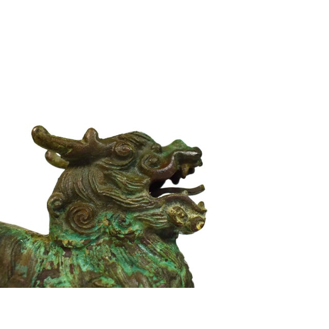 Metal Early 20th Century Bronze Chinese Suanni Lion Dragon Figurine For Sale - Image 7 of 9