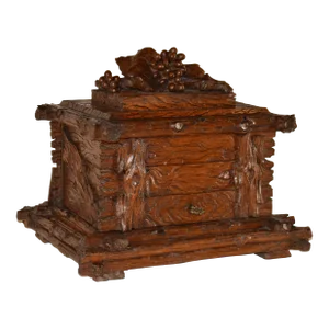 19th Century Black Forest Carved Liquor Box